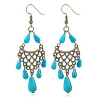 Fashion Hollow Scale Pattern Water Drop Ear Hook Alloy Earrings Female sku image 3