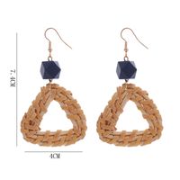 Retro Exaggerated Geometry Round Long Wooden Stitching Bamboo Rattan Earrings main image 3