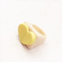 Creative Simple Style Acrylic Heart Shape Multi-color Ring sku image 7