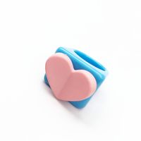 Creative Simple Style Acrylic Heart Shape Multi-color Ring sku image 6