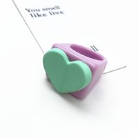 Creative Simple Style Acrylic Heart Shape Multi-color Ring sku image 10