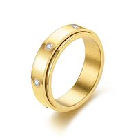 New Simple Rhinestone Decompression Rotatable Stainless Steel Ring main image 5