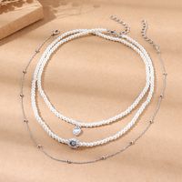 Fashion Retro Creative Pearl Crystal Heart Shaped Pendant Necklace Set main image 2