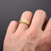 New Simple Rhinestone Decompression Rotatable Stainless Steel Ring main image 2