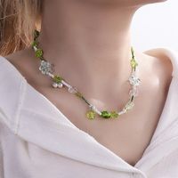Fashion Creative Resin Flower Shaped Micro Glass Bead Pearl Necklace sku image 1
