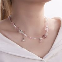 Fashion Creative Resin Flower Shaped Micro Glass Bead Pearl Necklace sku image 2