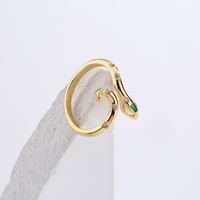 New Style Copper Gold-plated Inlaid Zircon Snake-shaped Geometric Open Ring main image 2