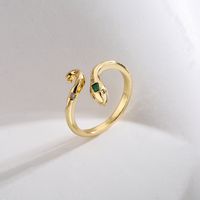 New Style Copper Gold-plated Inlaid Zircon Snake-shaped Geometric Open Ring main image 1