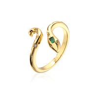Neue Stil Kupfer Gold-überzogene Intarsien Zirkon Snake-förmigen Geometrische Offenen Ring sku image 1