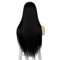 المرأة طويل أسود مستقيم الشعر الاصطناعية منتصف طول عالية-درجة الحرارة الألياف الباروكات main image 3