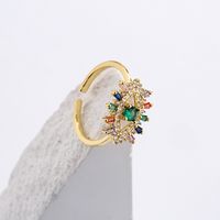Fashion New Style Copper 18k Gold Plated Micro Inlaid Zircon Geometric Open Ring main image 4