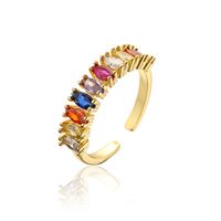 Fashion New Style Copper 18k Gold Plated Micro Inlaid Zircon Geometric Open Ring sku image 1