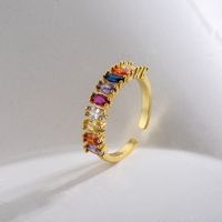 Fashion New Style Copper 18k Gold Plated Micro Inlaid Zircon Geometric Open Ring main image 2