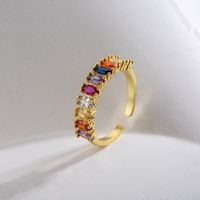 Mode Neue Stil Kupfer 18k Gold Überzogene Micro Intarsien Zirkon Geometrische Offenen Ring main image 2