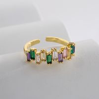 Fashion New Style Copper 18k Gold Plated Micro Inlaid Zircon Geometric Open Ring main image 3