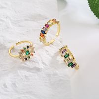 Fashion New Style Copper 18k Gold Plated Micro Inlaid Zircon Geometric Open Ring main image 6