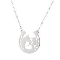 304 Stainless Steel Gold Plated Cartoon Style Plating Human Animal Unicorn Titanium Steel Necklace main image 3