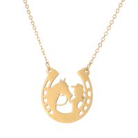 304 Stainless Steel Gold Plated Cartoon Style Plating Human Animal Unicorn Titanium Steel Necklace main image 4