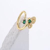 New Style Copper Plating 18k Gold Ring Micro Inlaid Zircon Butterfly Geometric Open Ring main image 4