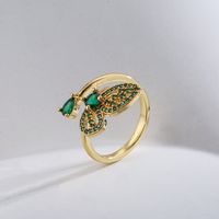 New Style Copper Plating 18k Gold Ring Micro Inlaid Zircon Butterfly Geometric Open Ring main image 2