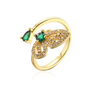 New Style Copper Plating 18k Gold Ring Micro Inlaid Zircon Butterfly Geometric Open Ring sku image 1