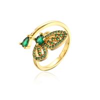 New Style Copper Plating 18k Gold Ring Micro Inlaid Zircon Butterfly Geometric Open Ring sku image 2