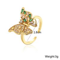 New Style Copper Plating 18k Gold Ring Micro Inlaid Zircon Butterfly Geometric Open Ring main image 5