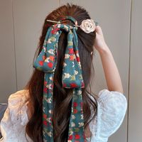 2022 New Silk Scarf Flower-shaped Hairpin  Fashion Elegant Bow Hair Band Headdress Women main image 2