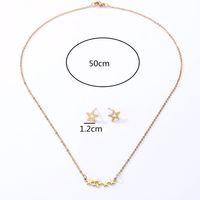 Einfache Mode Galvani 18k Gold Pentagramm Stern Edelstahl Stud Ohrringe Halskette Set main image 3