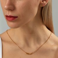 Simple Fashion Electroplated 18k Gold Pentagram Star Stainless Steel Stud Earrings Necklace Set sku image 1