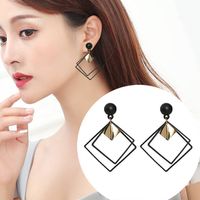 Fashion Rhombus Metal Alloy Earrings Long Pendant Simple main image 1