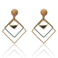 Fashion Rhombus Metal Alloy Earrings Long Pendant Simple main image 2