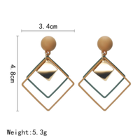 Fashion Rhombus Metal Alloy Earrings Long Pendant Simple main image 5