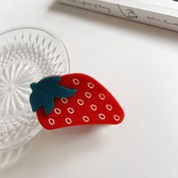Simple Strawberry Tomato Hair Claw Acetate Three-dimensional  Shark Clip Female sku image 1