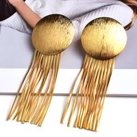 European And American Style Trendy Earrings Metal Tassel Cross-border E-commerce Supply Ornament Factory Direct Sales Golden, Round 681 main image 1