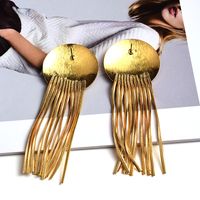 European And American Style Trendy Earrings Metal Tassel Cross-border E-commerce Supply Ornament Factory Direct Sales Golden, Round 681 main image 3