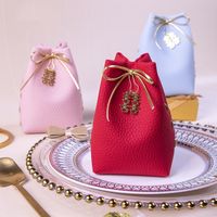 Wedding Candy Bag Box Wholesale Candy Box Wedding Folding-free Leather Wedding Candies Box main image 1