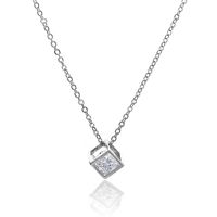 Women's Fashion Simple Style Square Ball Alloy Necklace Inlaid Zircon Zircon Necklaces sku image 1