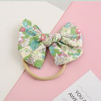 Spring Bow Cotton Floral Headband Baby Nylon Baby Soft Hair Rope sku image 1