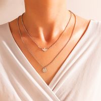 Simple Style Geometric Pearl Chain Double-layer Alloy Necklace main image 2