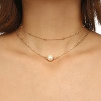 Simple Style Geometric Pearl Chain Double-layer Alloy Necklace main image 3