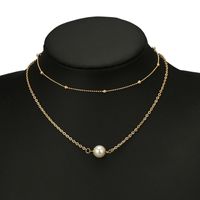 Simple Style Geometric Pearl Chain Double-layer Alloy Necklace main image 4