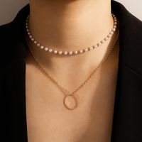 Simple Style Geometric Pearl Chain Double-layer Alloy Necklace main image 7