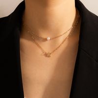 Simple Style Geometric Pearl Chain Double-layer Alloy Necklace main image 8