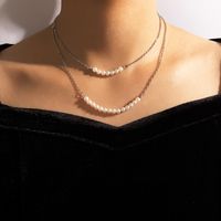 Simple Style Geometric Pearl Chain Double-layer Alloy Necklace main image 10