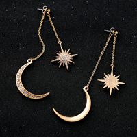 Nueva Moda Simple Geométrica Estrella Sol Luna Aleación Pendientes sku image 1