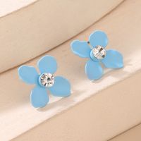 Nouveau Style Simple Bleu Peint Quatre Feuille Fleur Boucles D'oreilles main image 1