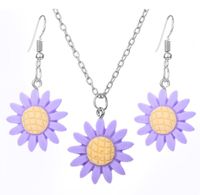 Fashion Multicolor Sunflower Shaped Set Resin Necklace Earrings main image 3