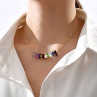 Fashion Colorful Heart Pendant Handmade Thin Clavicle Chain Necklace sku image 1
