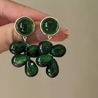 Retro Romantic Dark Green Grape Pendant Glaze Earrings Ear Studs Wholesale sku image 1
